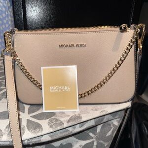 Michael Kors Blush Crossbody Bag with Chain Accents